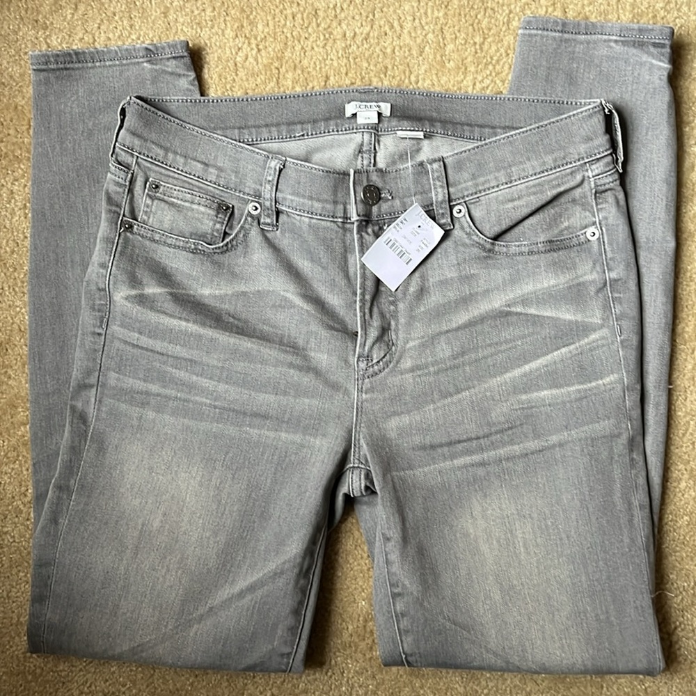 J. CREW 8” Mid rise Skinny Slim Stretch Valley Wash Gray Jeans Sz 8 Sz 29